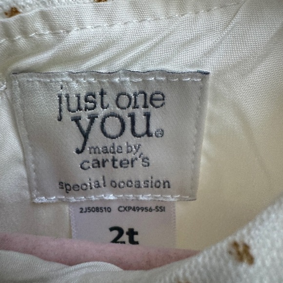 NWOT Just One You Carter’s 2T White & Gold Polka Dot Girls Tank Top Dress - Picture 3 of 4